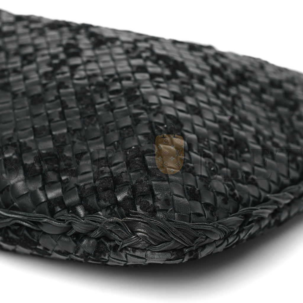 bo*te*ga Ve*ne*ta nappa velours intrecciato fuzzy medium Ve*ne*ta hobo black (38*24*3cm)